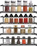 Shodiffy Gewürzregal Wand, 4er-Pack Gewürz Organizer Gewürzhalter Ohne Bohren Kühlschrank Organizer Küchenregal Wand Schwarz ca. 29 x 6,6 x 6.4 cm