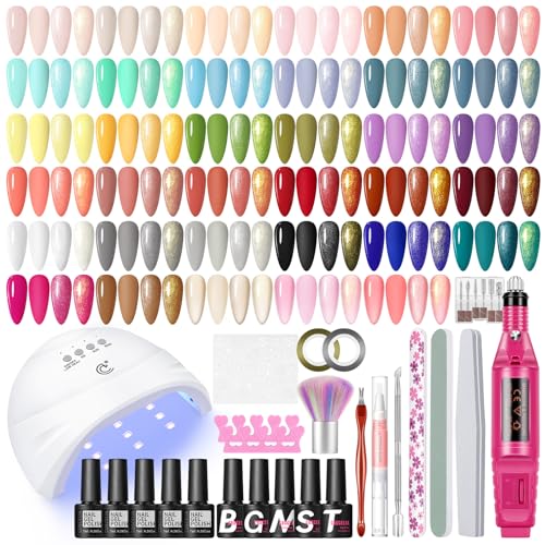 COSCELIA UV Nagellack Set mit UV Lampe, 35 Stück Nagelset Gelnägel Starterset mit Elektrische Nagelfräser Base und Top Coat Gel Nägel Set Nägel Selber Machen Nagelstudio Gel Nägel Selber Set
