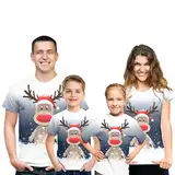 WKAYsIV Schlafanzug Weihnachten Familie Set Familie Kleidung Gedruckt Kurzarm Tops T Shirt Set Damen Schlafanzug Lang Senioren (Navy-d, XL)