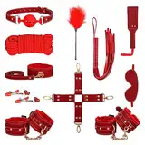 UTIMI Fesseln Set Extrem BDSM - Handschellen Augenbinde Peitsche Nippelklemmen Knebel 11 Stück Erotik SM Sex Spielzeug für Paare Extremer Anfänger und erfahrene Paare