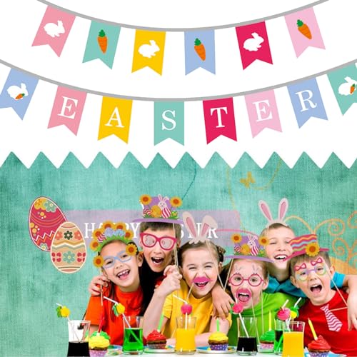 Einschulung Banner Ostern Banner Pull Flag Niedliche Cartoon Hase Karotte Alphabet Muster Festival Haus Garten Dekoration Party Veranstaltungsort Einrichtungszubehör Meerestiere (Hot Pink, One Size)