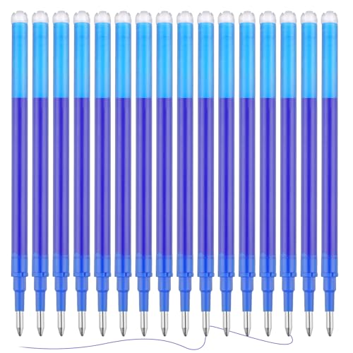 16 Stück Radierbare Ersatzminen, Nachfüllminen mit Radierbarer Tinte, Tintenrollermine 0,7 mm für Gelstift Radierbar, Studenten Geschenk, Schul Bürobedarf (Blau)