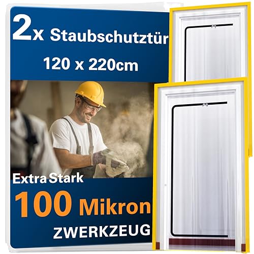 2 Stück ZWERKZEUG® 2x Staubschutztüren mit Reißverschluss ?,?? ? ?,?? ? extra stark 100 mikron Wasserdicht Anti-Staub Reißverschluss Tür Staubschutzwand Staubtür