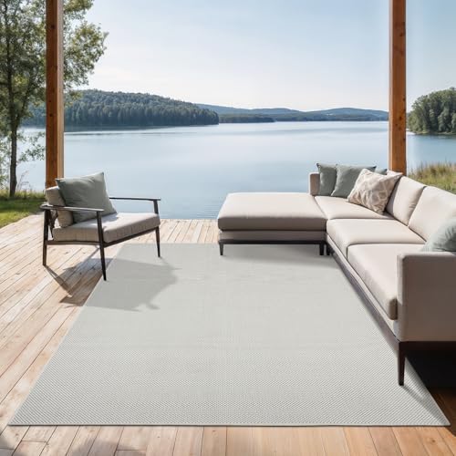 the carpet Mistra - robuster Teppich, modern, langlebig und pflegeleicht, In- und Outdoor, Wohnzimmer, ideal für Küche, Flur und Wintergarten, flachgewebt, Creme, 80 x 200 cm