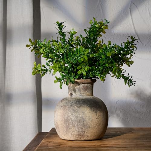 PORCER 15,2 cm Antike Keramikvase, Terrakotta, Boho-Dekor, Bauernhaus, Rustikale Dekoration für Wohnzimmer, Eingang, Hochzeit - Grau