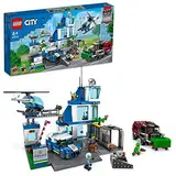 LEGO 60316 City Polizeistation mit Polizeiauto, Müllauto und Hubschrauber, Gebäude zum Bauen mit 3 Figuren, Polizei-Spielzeug für Jungen und Mädchen ab 6 Jahren, Geschenk für Kinder