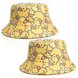 SAIIURV 2 Stücke Fischerhut Modischer Sommerhut, Fischerhut Bucket Hat, Doppelseitig, Faltbarer Fischerhüte, Outdoor-Anglerhut, Unisex, (DE/NL/SE/PL, Alphanumerisch, Einheitsgröße, Gelb)