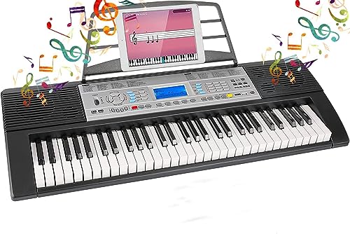 Klavier keyboard 61 Tasten, Keyboard Piano mit E piano Aufnahme- & Programmierfunktion, Digital Piano für Anfänger & Profi, E-Piano mit Lautsprechern, eingebautem Metronom und Notenständer geliefert