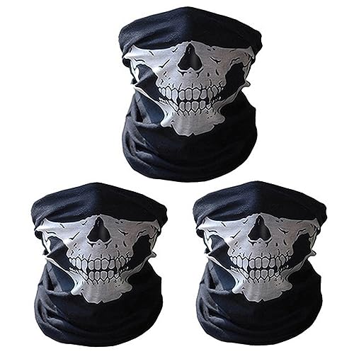 BOBOZHONG Gesichtsmaske für Motorrad,3 Stück Nahtlos Schädel Gesicht Schlauch Skull Maske,Multifunktionstuch Halstuch,Face Shield,Gesichtsmaske für Motorrad,Fahrrad,Wandern,Ski,Halloween