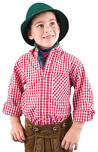 Isar-Trachten Trachtenhemd Kinder Jungen 52915 Trachtenhemd rot Kariertes Hemd Kinder Jungen Kinderhemden Jungen - 98