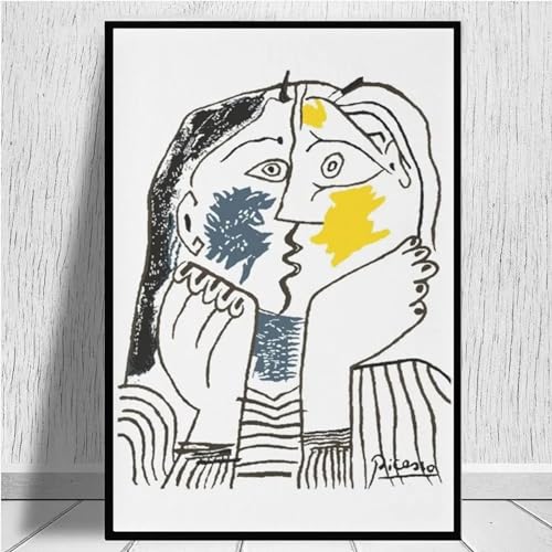 SDVIB Pablo Picasso (Pablo Picasso) The Kiss 1979, Kunstwerk, Reproduktion, Leinwanddruck, moderne Wandkunst, Heimbüro-Dekoration, 40 x 60 cm, rahmenlos