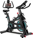 Wenoker Heimtrainer Fahrrad, Indoor Cycling Bike mit LCD-Monitor, Heimtrainer mit Pad-Halterung, Belastbarkeit 140 kg Fitnessbike Zuhause, Stille Stationäre Fahrräder für zu Haus