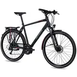 Airtracks Herren Trekking Fahrrad 28 Zoll Trekkingbike TR.2830 Trekkingrad Bike City 24 Gang Shimano ALIVIO RD-M3100 SGS Kettenschaltung Nabendynamo Schwarz Matt - Herren 52cm Körpergröße 165-175cm