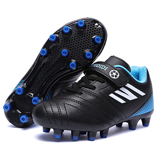 Mitudidi Sportschuhe Jungen Fussballschuhe Kinder Stollenschuhe Trainingsschuhe Mädchen Kinderschuhe Multinocken Sportschuhe Laufschuhe Outdoor rutschfest Atmungsaktiv Turnschuhe Schwarz 33