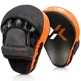 Pratzen Boxen mit hochwertiger Polsterung - 1 Paar Kickboxen Boxpratzen für optimale Schlagdämpfung,Trainerpratzen Boxing Pad für Männer Frauen,Schlagkissen für Karate MMA Taekwondo Muay Thai-Orange