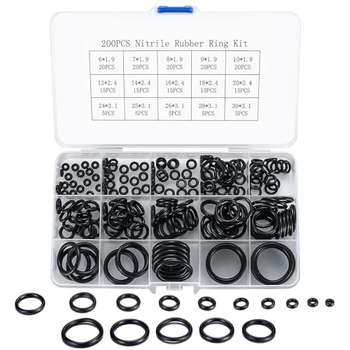 200 Stück O-Ringe Dichtungs Sortiment Set, Dichtungsringen Gummi, Dichtungsgummi, Dichtringe Gummi, Unterlegscheiben Dichtungen für Sanitär Unterlegscheiben Auto Schnellreparatur