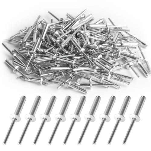 HexinYigjly 120 Stück Blindnieten Set, 4,8mm x 20mm Popnieten Sortiment Set, Aluminium-Blindnieten mit großem Flansch, Silber Pop-Nieten,Alu Nieten für Metall Holz Kunststoff Nieten 20mm