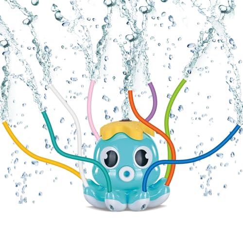 Tosekry Sprinkler Spielzeug ab 3 4 5 6 7 8 Jahre, Wasserspielzeug Kinder Outdoor Spielzeug ab 3-8 Jahre, Kinderspielzeug ab 3 Jahre Rasensprenger Outdoor Spiele für Kinder(Oktopus-Blau)