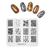 Stempelplatte Tiermuster Leopard Tiger Kuh Zebra Multi-Muster-Vorlage Druckbild Nail Art Stamper Nails Tool