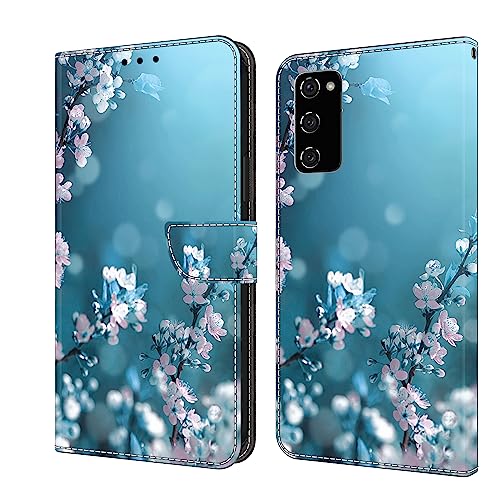 Rnrieyta Miagon Kickstand Flip PU Leder Schutzhülle für Honor 70,Bunt Muster Hülle Brieftasche Case Cover Ständer mit Kartenfächer,Blau Blume