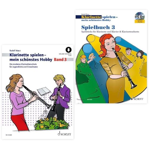 Klarinette spielen - mein schönstes Hobby Band 3 und Spielbuch 3 (ED 21230D, ED 21231, 9783795723477, 9783795746100) + Soundman Durchziehwischer für Klarinette (Starterset)