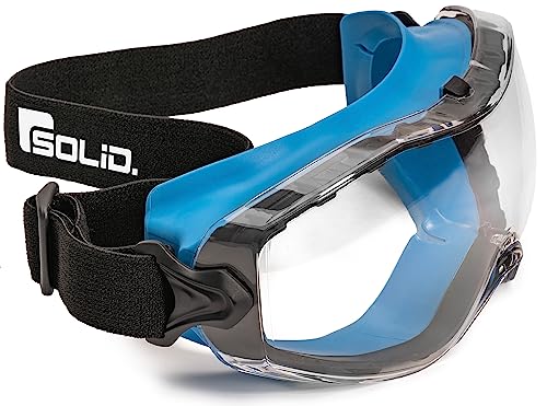 SolidWork Perfekt Sitzende Schutzbrille Staubdichte Arbeitsschutzbrille Mit Universeller Passform - Für Brillenträger Geeignet - (Blau, Klare)