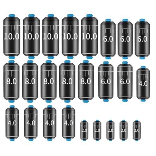 SIRLOMU 25Stück Angelgewichte Kit, Angeln Angel Bleie Set, Abnehmbare Angelgewichte, Laufblei Angeln Set (5 Größen: 2g,4g, 6g,8g, 10g)