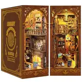 RONSTONE DIY Book Nook Kit - Salbei Bibliothek Puppenhaus Booknook Bücherregaleinsatz Decor Alley mit herausnehmbarem Bücherregal - DIY Miniatur Haus Kit mit Led Licht für Erwachsene Jugendliche 14+