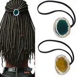 2 Stück Dreadlock Haargummi Set extra große Haargummis Dreadlock Zubehör für Frauen und Männer Dreadlocks Pferdeschwanz Halter Haargummi-Zubehör für Braids dickes lockiges Haar (Grün und Gelb)