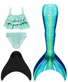 DNFUN meerjungfrauenflosse mädchen Badeanzug - Meerjungfrauenschwanz Schwimmen für Kinder Meerjungfrau Flosse Bademode mit Bikini Set und Monoflosse Mermaid Tail