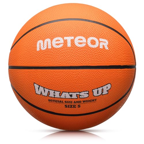 meteor Whats UP Basketball Größe #5 ideal für Kinder von 4-8 Jahren, weicher Mini Basketball, Orange