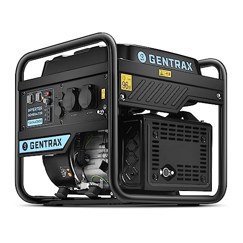 GENTRAX Inverter Stromgenerator 3500W 3000W MAX, Notstromaggregat benzin leise，Generator mit USB 230V Steckdosen Für Camping Kleinhaus Garage Outdoor Wohnmobil Baustelle