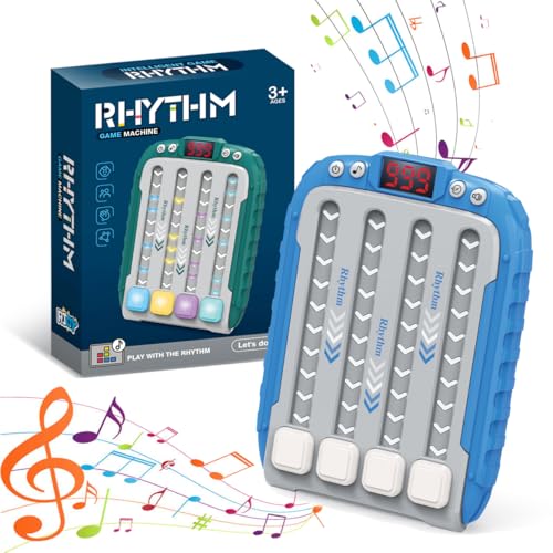 ROUSKY Rhythmus-Spielautomat für Kinder, Quick Push Popular Games Handheld-Puzzle-Spielkonsole mit Musik und Lichtern, Zappelspielspielzeug für Kinder im Alter von 3–12 Jahren (Blau)