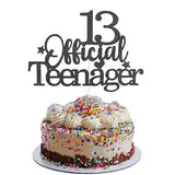 Prasacco Tortendeko Geburtstag, 13 Official Teenager Cake Topper Schwarzer Glitzer 13 Geburtstag Cupcake Toppers Geburtstag Party Kuchen Deko für 13 Jahre alte Jungen und Mädchen