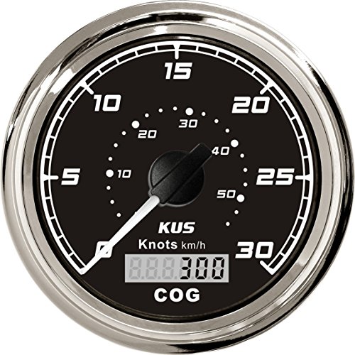 KUS GPS Tacho Kilometerzähler 30Knots Für Boot Yachten 85mm 12V/24V (Schwarz)