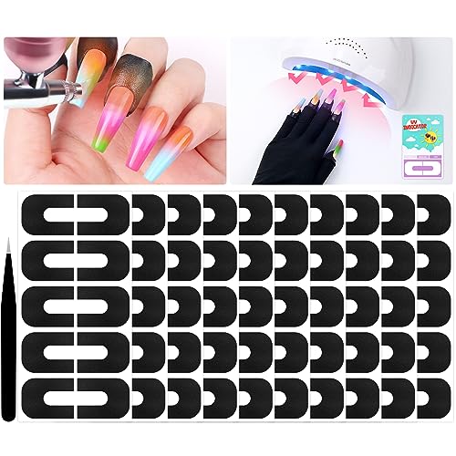 Saviland 100pcs Nagellack Protector U-Form Abziehen Tape, Einweg Nagellack Schablone, Nail Art Lackschutz Spitzenschutz, Nagelkunst Grundlegendes Werkzeugzubehör Schwarz