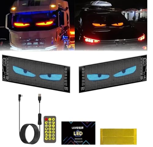Wmool Devil Eyes Licht für Autos, Programmierbare Flex Auto LED Anzeige, Bluetooth Display, 3D Auto Devil Eye Demon Evil Eyes Scheinwerfer, USB LED Dynamische Teufelsaugen Licht für Autos, Store,