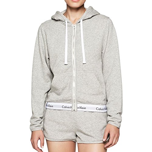 CALVIN KLEIN 000QS5667E TOP HOODIE FULL ZIP SWEATER Damen, Grey, M