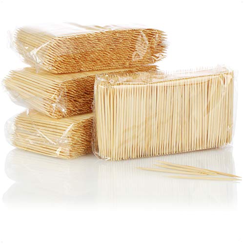 com-four® 4000x Zahnstocher aus Bambus Holz - Zahnhölzer für den täglichen Gebrauch - Toothpicks - hölzerne Zahnstecher - 6,3 cm (4000 Stück - Set3)