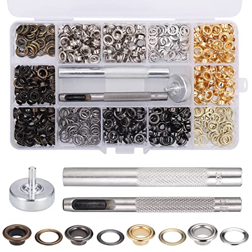 Zocipro 400pcs Ösen Werkzeug Kit, Ösen Set 5mm Ösenzange Metallösen Ösen Scheiben Ösenzange Se mit 3tlg Werkzeug,Ösenzange Metallösen Ösen Scheiben für DIY Leder Handwerk Stoff