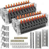 CJBIN Reihenklemmen Hutschiene, 20 Pcs Kabelverbinder Kit, Verbindungsklemmen, Klemmleiste Kit mit Digitale Markierungsstreifen, Schiene, Schraube, feste Basis, Parallelbarren für Feste Kabel