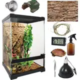 Terrarium für Reptilien Fronttür, 20 * 20 * 30 cm, Einsteigerset für Amphibien，geeignet für kleine Reptilien wie Geckos, Schlangen, Eidechsen, Schildkröten, Chamäleons, Schlangen