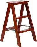 3-Step Heavy Duty Holz Leiter Falten Treppen Stuhl für Heimgarten, Bibliothek Büro High Pedal Bank Step Hocker, 71Cm Höhe, 2 Farben, HJUYJIA, b, b