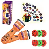 POPOYU 2Pcs Halloween Projektor Taschenlampe Kinder,Nacht Projektor Kind Projection Flashlight,Kaleidoskop Taschenlampe Diaprojektor Taschenlampe mit 24 Mustern für Halloween Kinder Geschenke