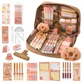 LTFIOON Capybara Schreibwaren Set, Capybara Federmäppchen mit Fächern, Süßes Capybara Mäppchen Geschenkset für Kinder & Schüler, Inkl. Stifte, Clips, Linealen und Mehr, für Schule, Büro, Kunst