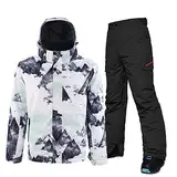 ALSOGO Herren Skianzug Winter Wasserdichte Winddichte Skifahren Outdoor Schneejacken und Hosen Snowboardjacken SF-Black L