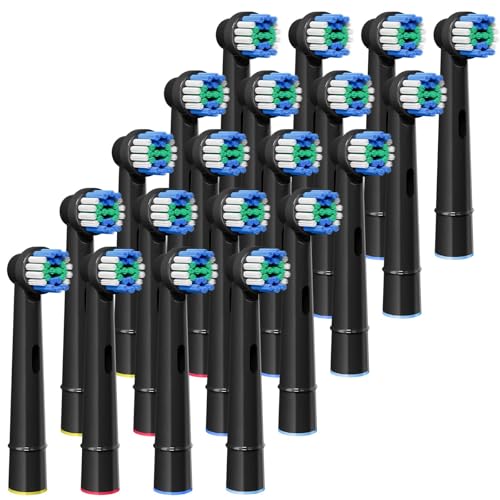 GENKENT Aufsteckbürsten Kompatibel mit Oral B Aufsteckbürsten,Professionelle Elektrische Bürstenköpfe für Oral B Ersatzköpfe Refill Pro 500/1000/1500/3000/3757/5000/7000/7500/8000(20 Stück)(Schwarz)