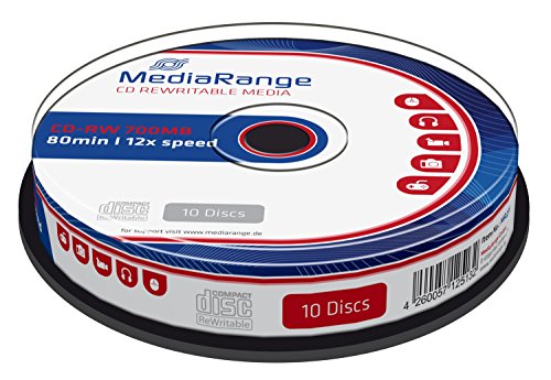 MediaRange CD-RW 700MB|80min 12-fache Schreibgeschwindigkeit, wiederbeschreibbar, 10er Cakebox