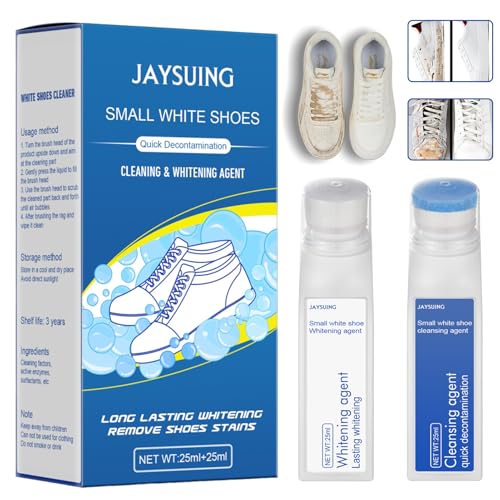 HANGGON 2 Flaschen Schuhputzsets,Sneaker reiniger and Aufheller,Sneaker cleaner set 8 in 1,Schuhreiniger weiße, Ideale Reinigung & Pflege für Lederschuhe & Sneaker,für Sneaker und Schuhe(25ml)