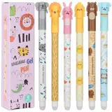 TPTGIAR 6 Stück Radierbarer Kugelschreiber, Erasable Pen Set, Cartoon Tintenroller Radierbar, Radierbare Stifte für Erwachsene Kinder Studenten(0,5mm Blau)